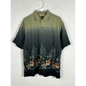 Tommy Bahama 100% Silk Mens Button Down Collared Shirt Short‎ Sleeve Size Medium